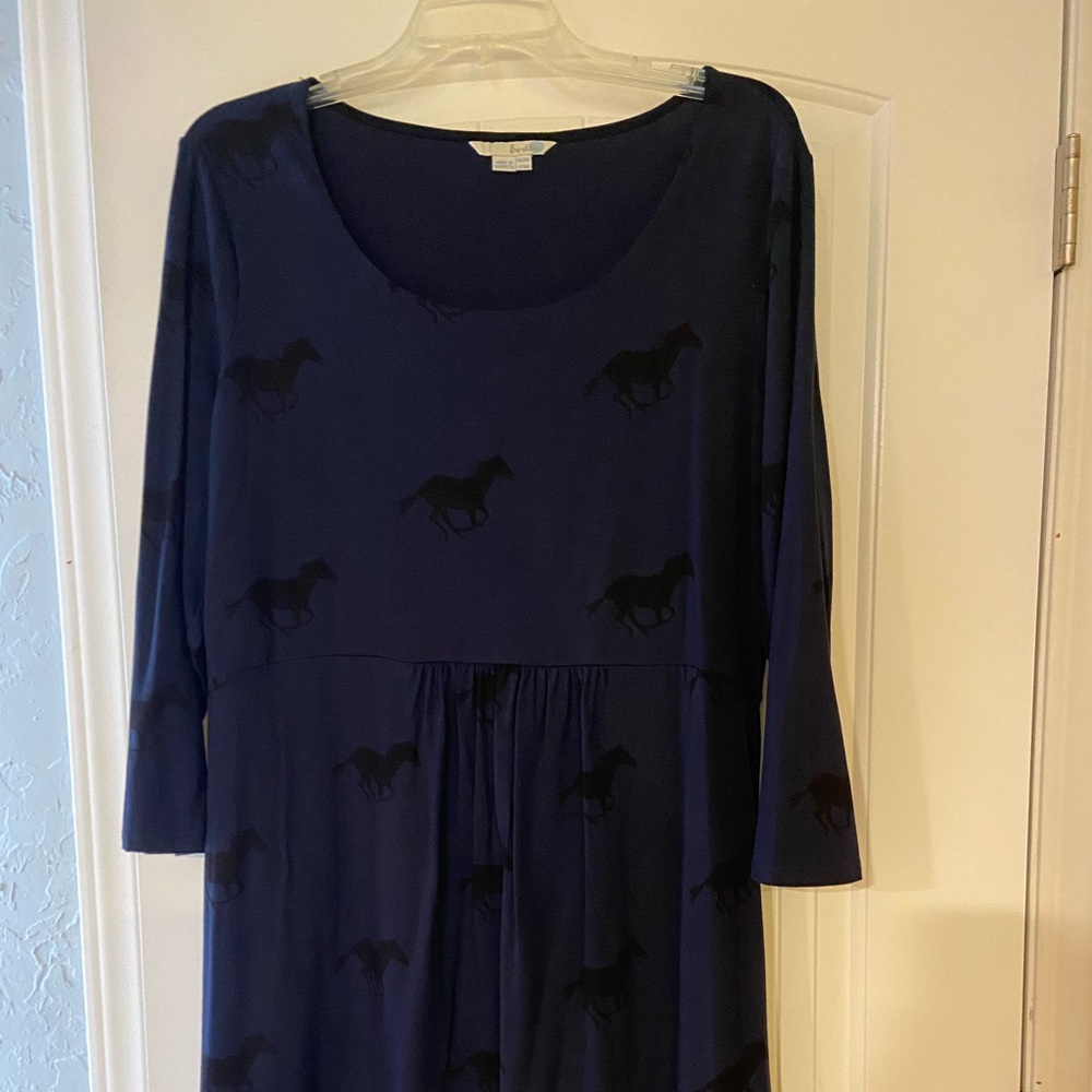 Boden Women’s Navy Horse-Print Scoop Neck Dress